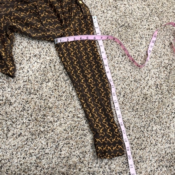 MICHAEL Michael Kors Chain Link Button Up Blouse Brown Gold XS - Picture 7 of 9